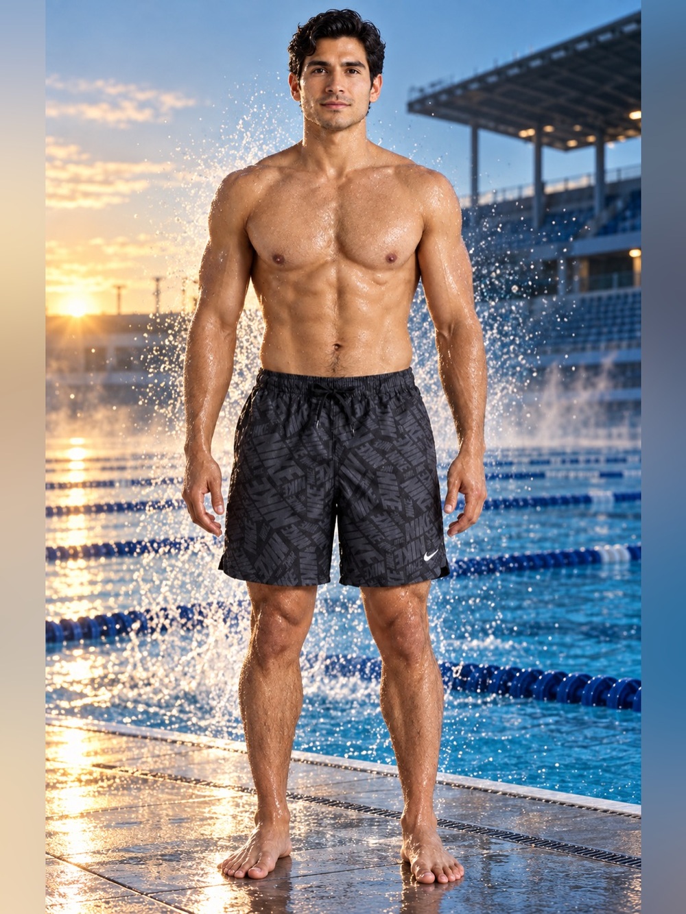 Nike Men’s Black Patterned 7” Swim Shorts